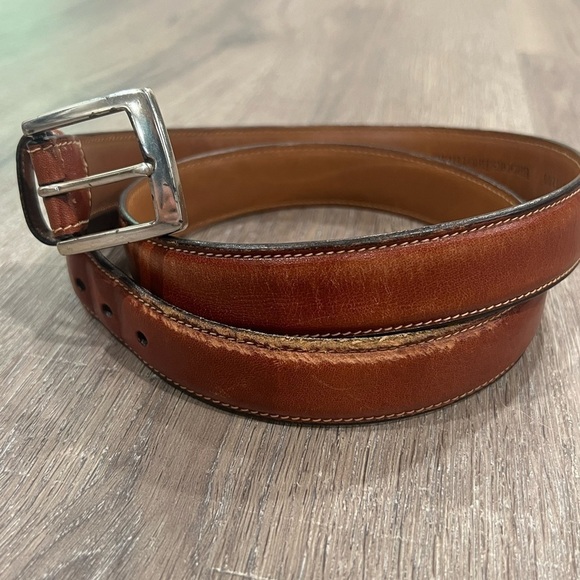 Brooks Brothers 40W Made in USA Genuine Tanned Patina Leather Belt - Picture 2 of 8